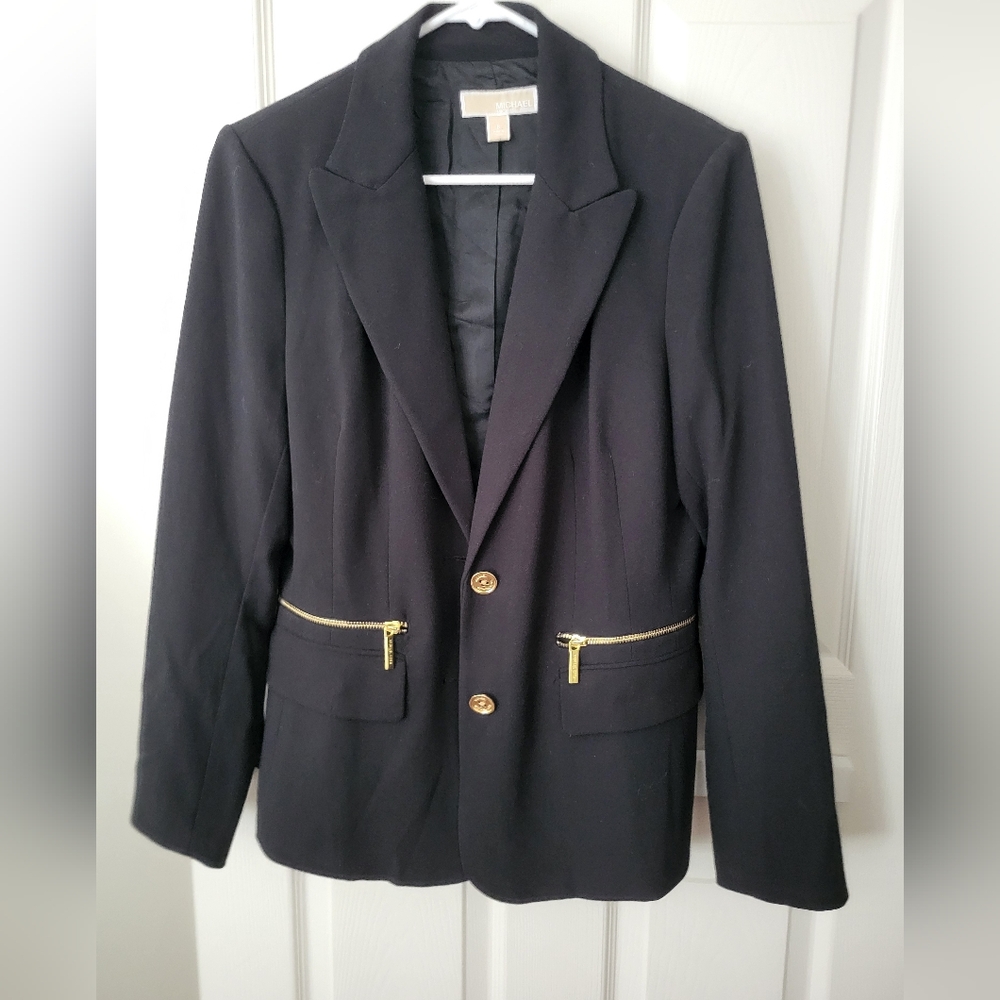 Elegant Black Blazer with Gold Accents